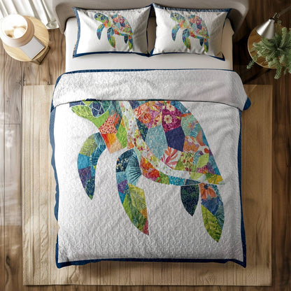 Shineful All Season Quilt 3-Piece Set - Sea Turtle Tropical Mosaic