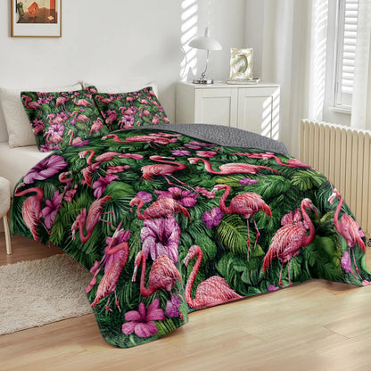 Shineful All Season Quilt 3-Piece Set - Flamingo Oasis