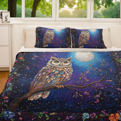 Shineful All Season Quilt 3-Piece Set Enchanted Night Owl