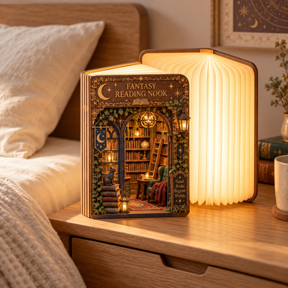Shineful Fantasy Reading Nook Wooden Book Lamp