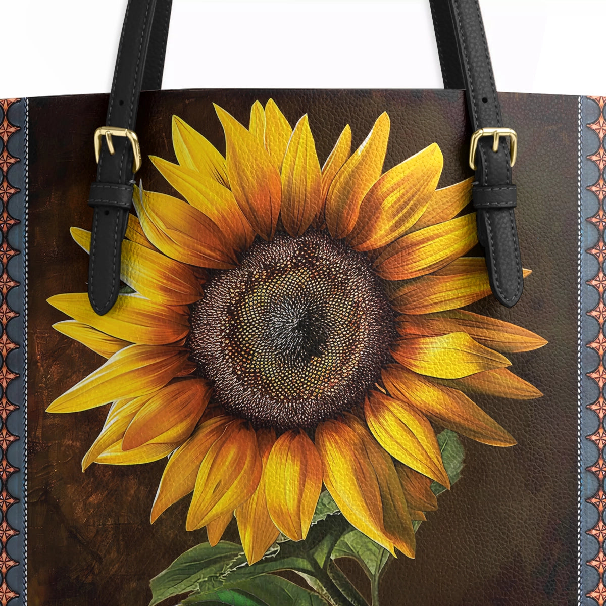 Shineful Leather Tote Bag Sunflower Faith Hope