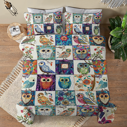Shineful All Season Quilt 3-Piece Set Owllife