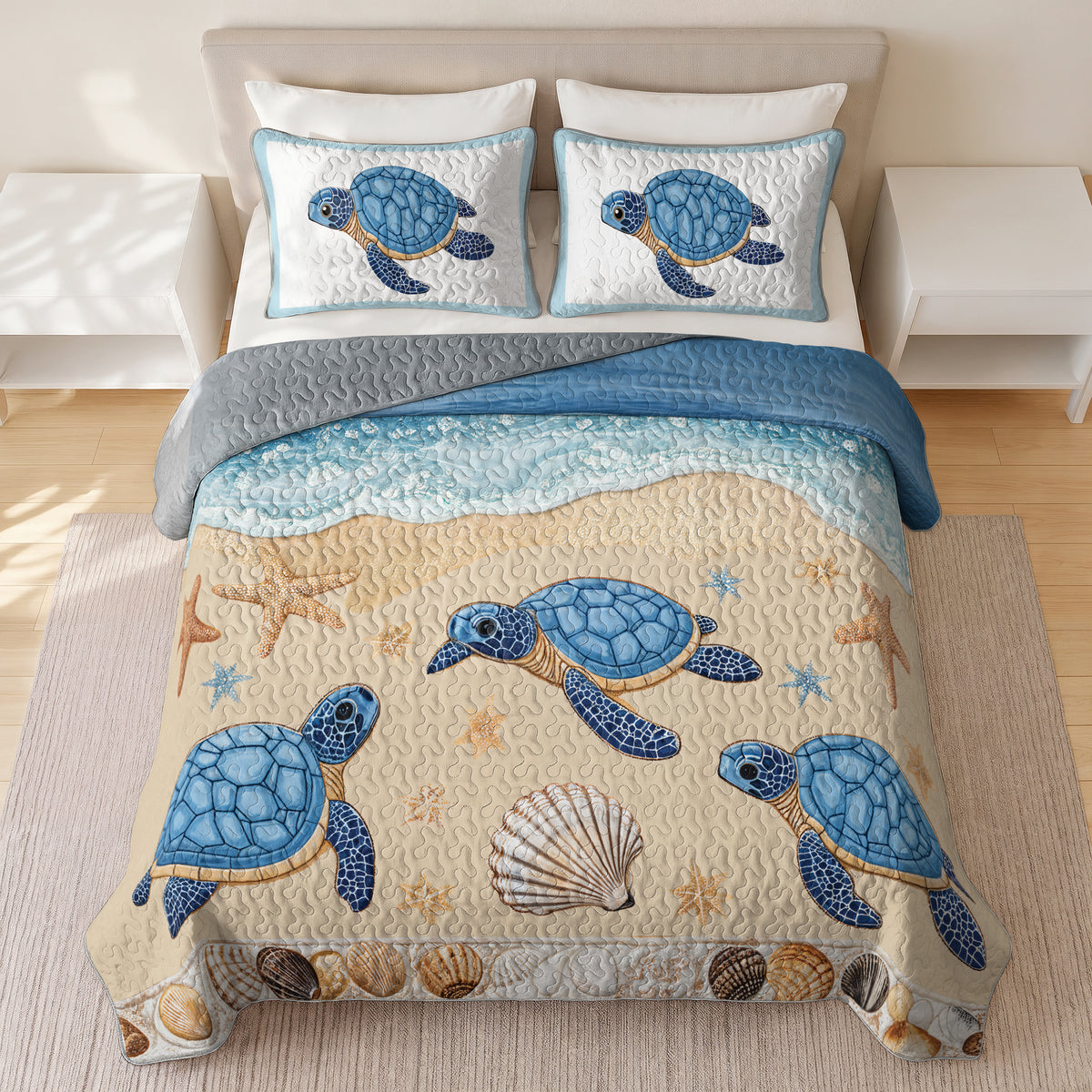 Shineful Quilt 3-Piece Set Sea Turtle