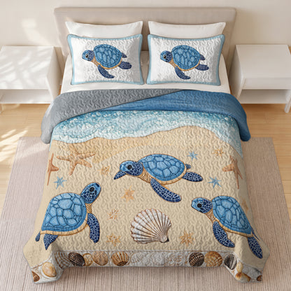Shineful Quilt 3-Piece Set Sea Turtle