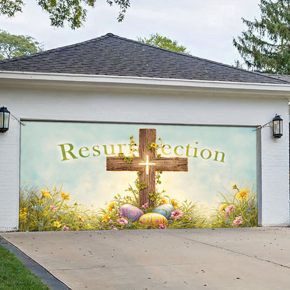 Shineful Garage Door Banner Decoration Resurrection Cross