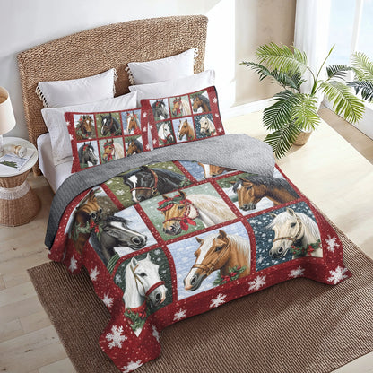 Shineful All Season Quilt 3-Piece Set Holiday Horses