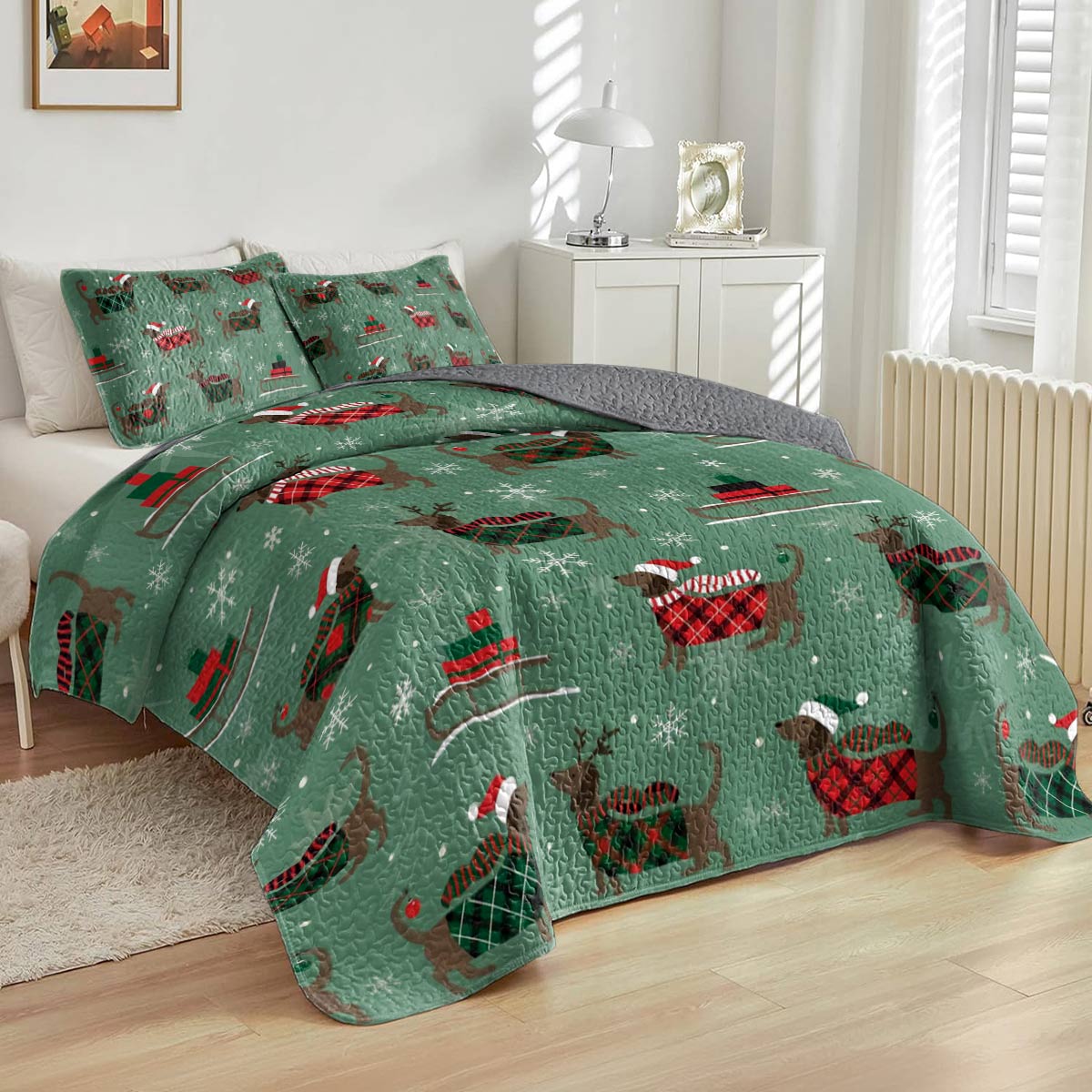 Shineful All Season Quilt 3-Piece Set Merry Dachsmas