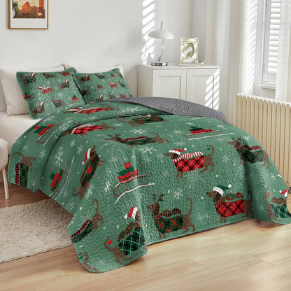 Shineful All Season Quilt 3-Piece Set Merry Dachsmas