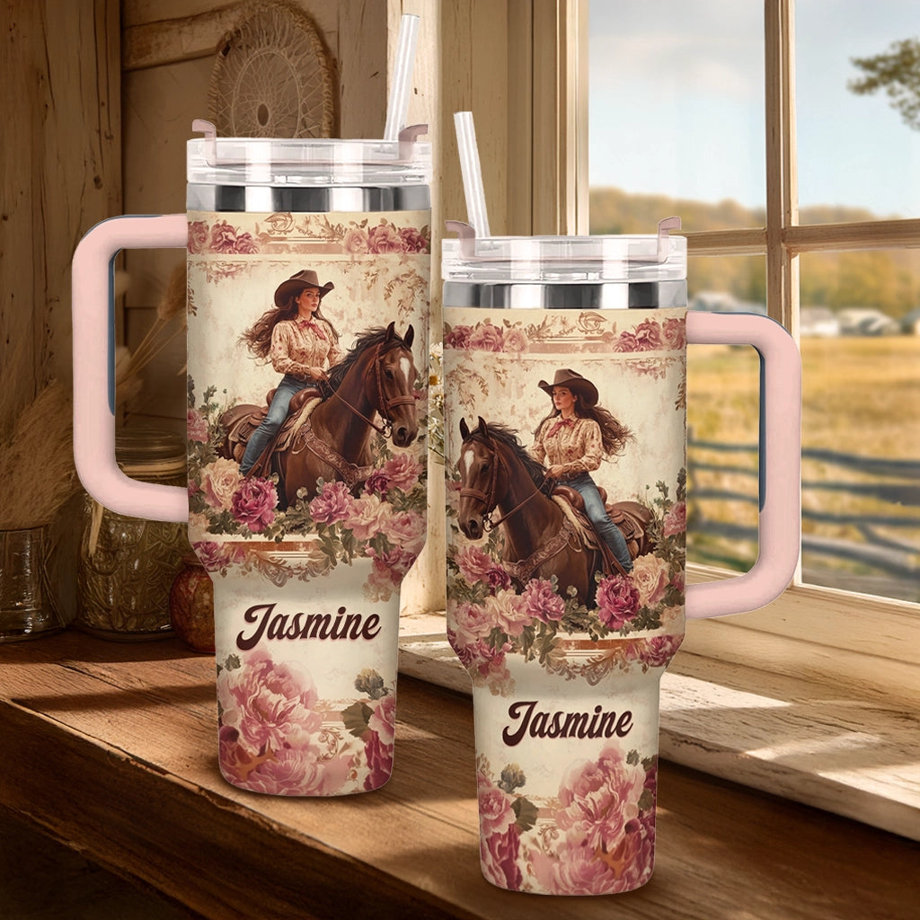 Shineful Tumbler Personalized Wild Rose Cowgirl