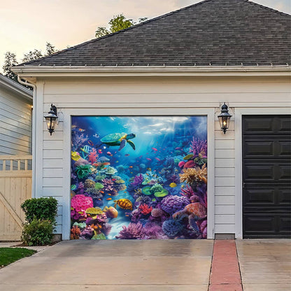 Shineful Garage Door Banner Decoration Tranquil Sea Life