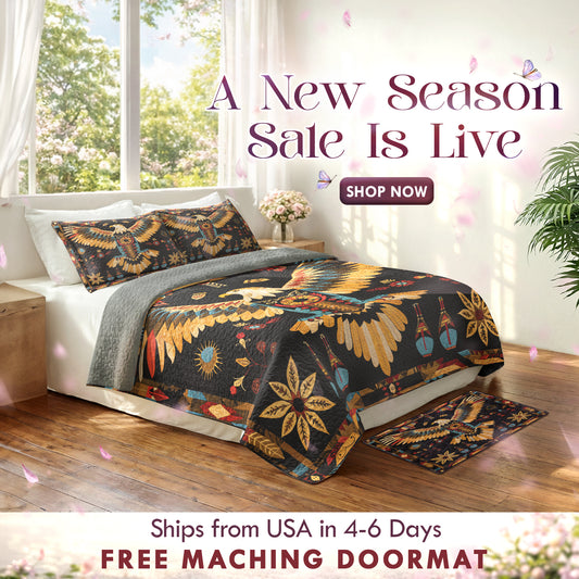 Shineful Quilt 3-Piece Set Tribal Eagle