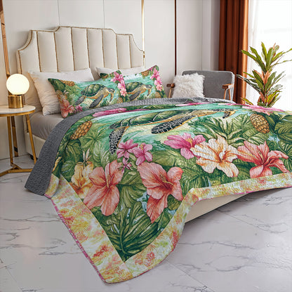 Shineful All Season Quilt 3-Piece Set Tropical Sea Turtle
