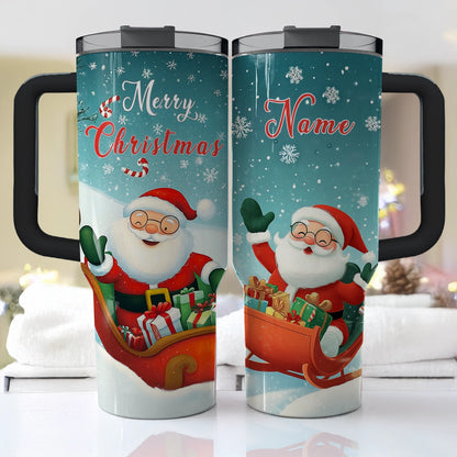 Shineful Tumbler Personalized Christmas Jolly Santa Sleigh Ride