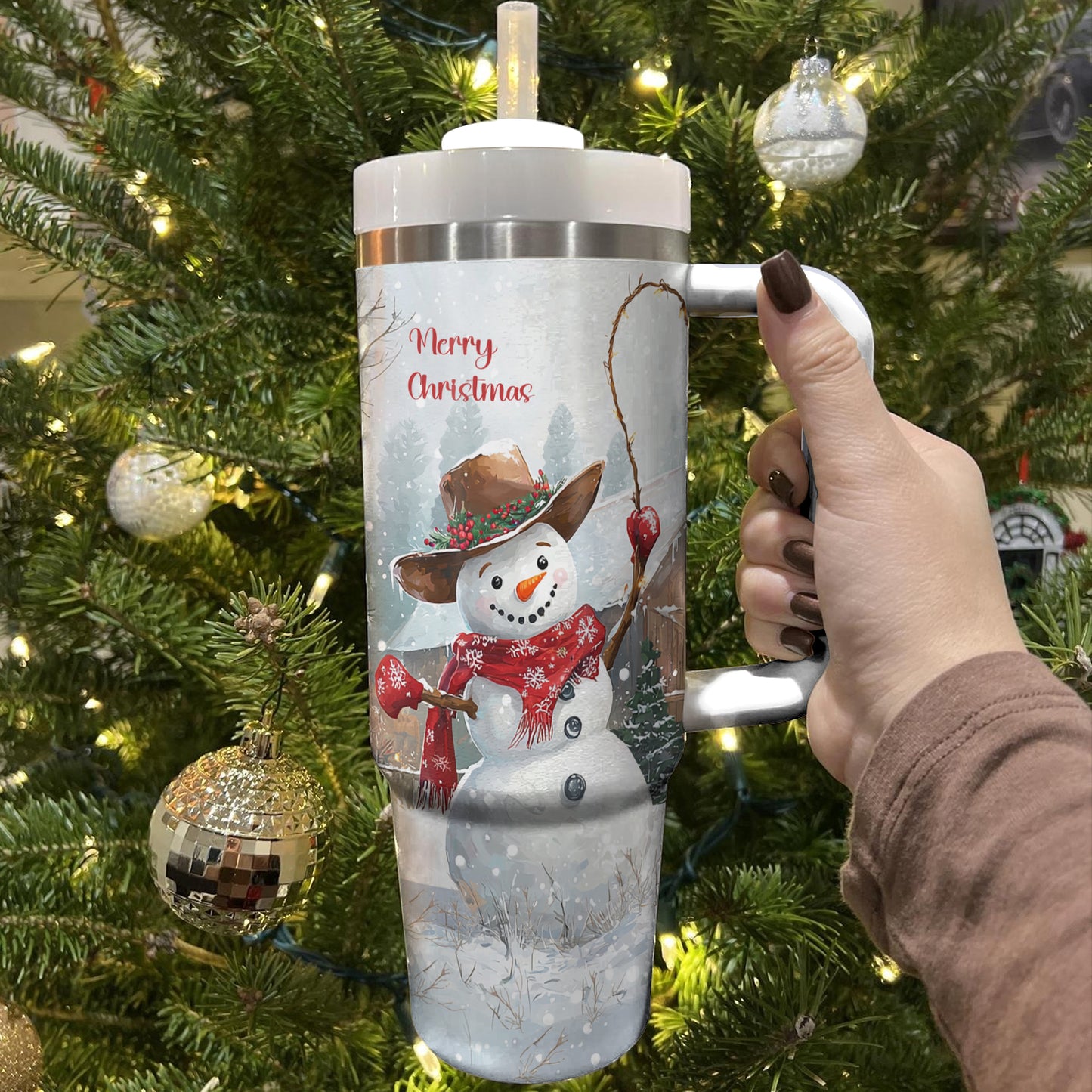 Shineful Tumbler Joyful Cowboy Snowman
