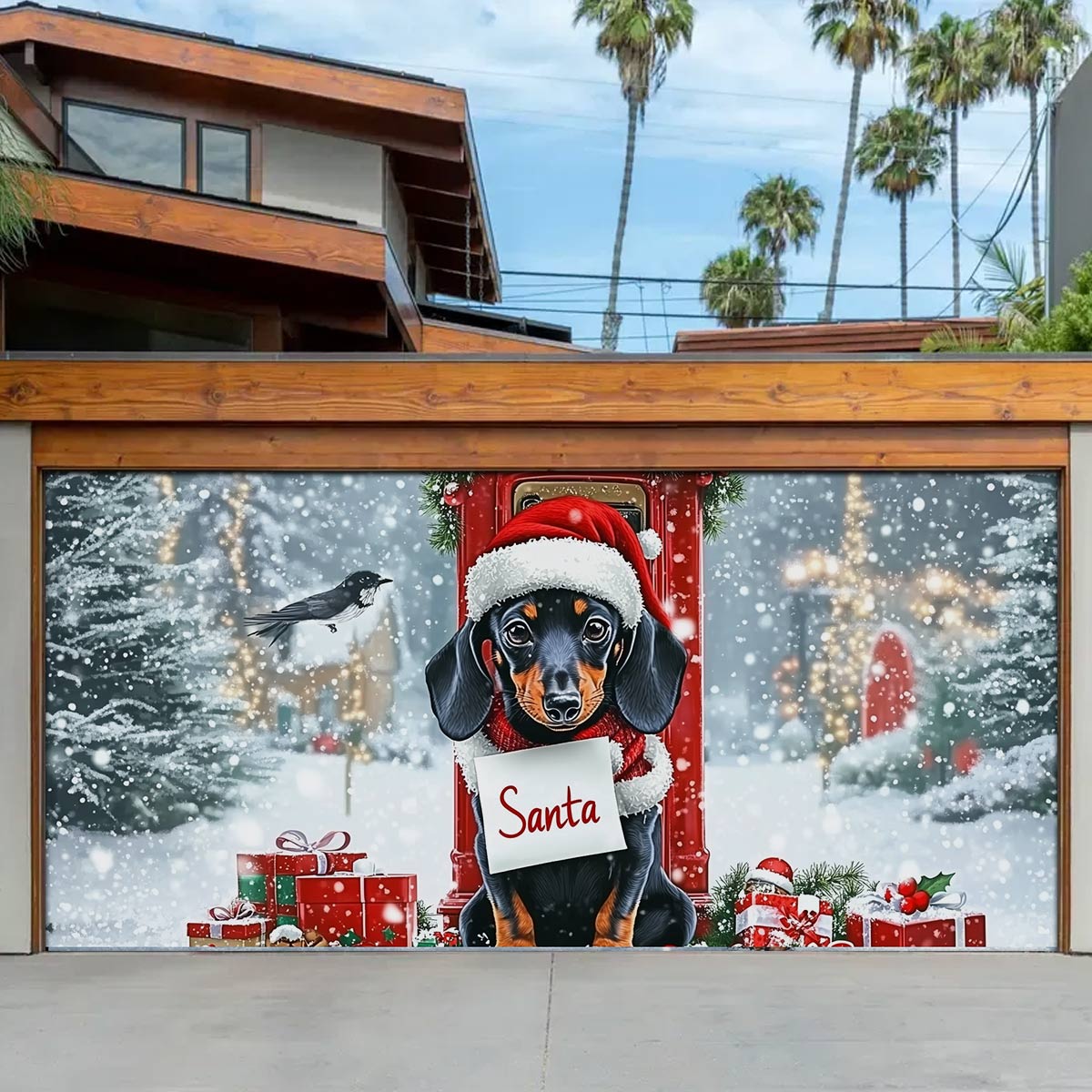 Shineful Garage Door Banner Decoration Holiday Dachshund Magic