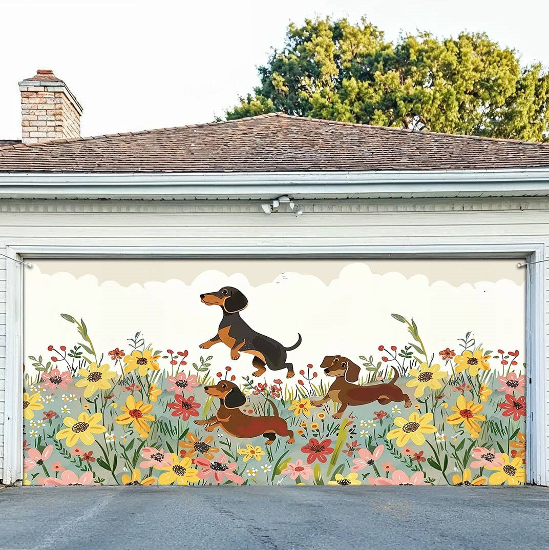 Shineful Garage Door Banner Decoration Dachshund Delight