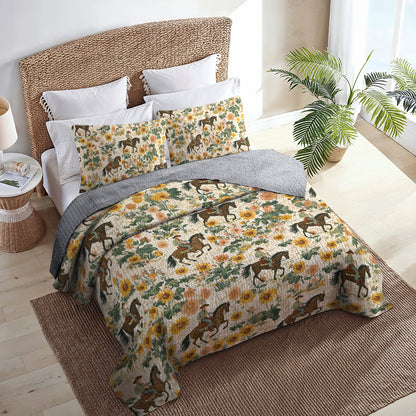 Shineful All Season Quilt 3-Piece Set Cowboy With Sunflower