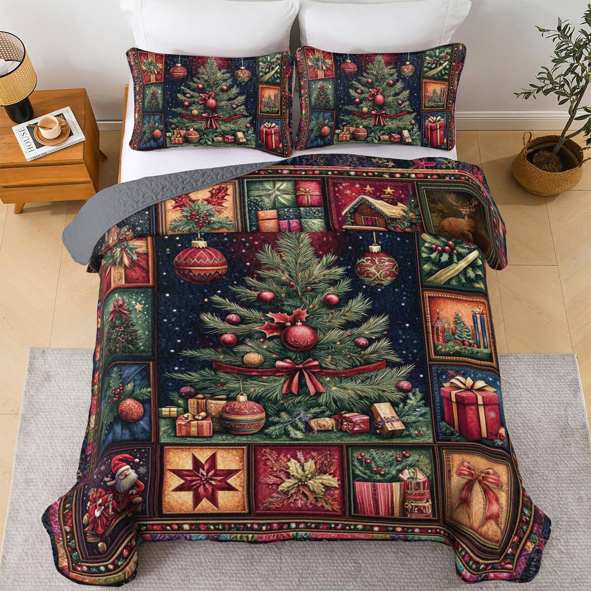 Shineful All Season Quilt 3-Piece Set Christmas Tree