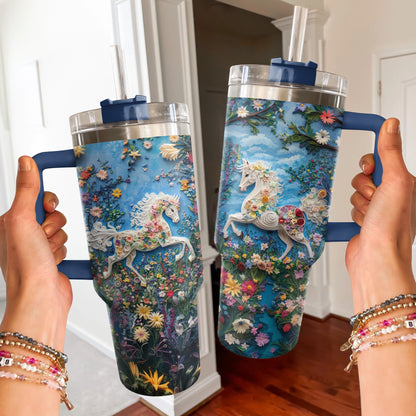 Shineful Glossy Tumbler Whimsical Horse Blossom