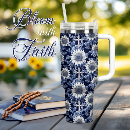 Shineful Tumbler Midnight Blue Sunflower Cross