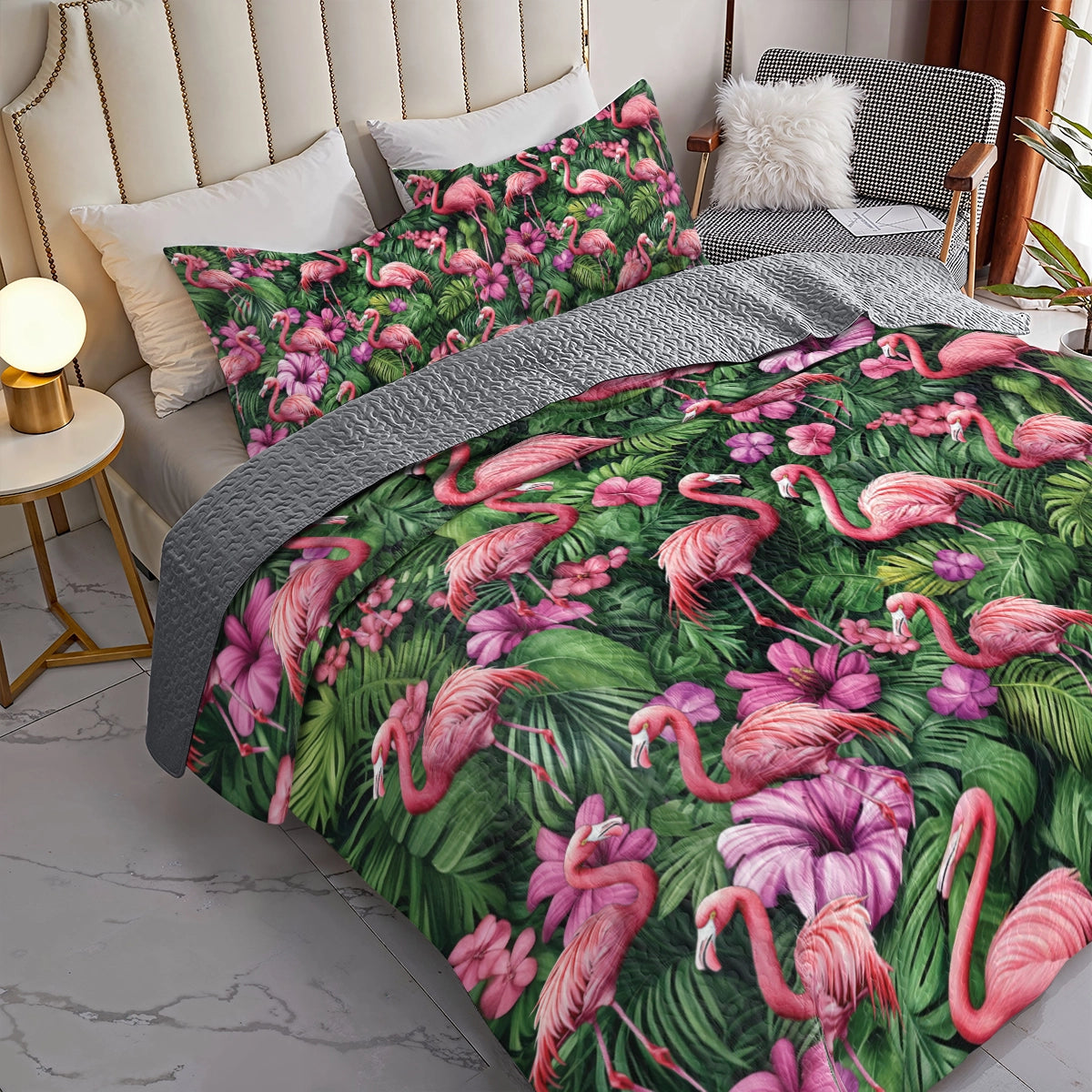 Shineful All Season Quilt 3-Piece Set - Flamingo Oasis