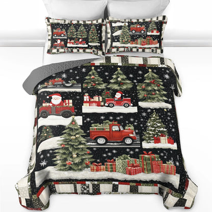 Shineful All Season Quilt 3-Piece Set Christmas Santa's Festive Truck