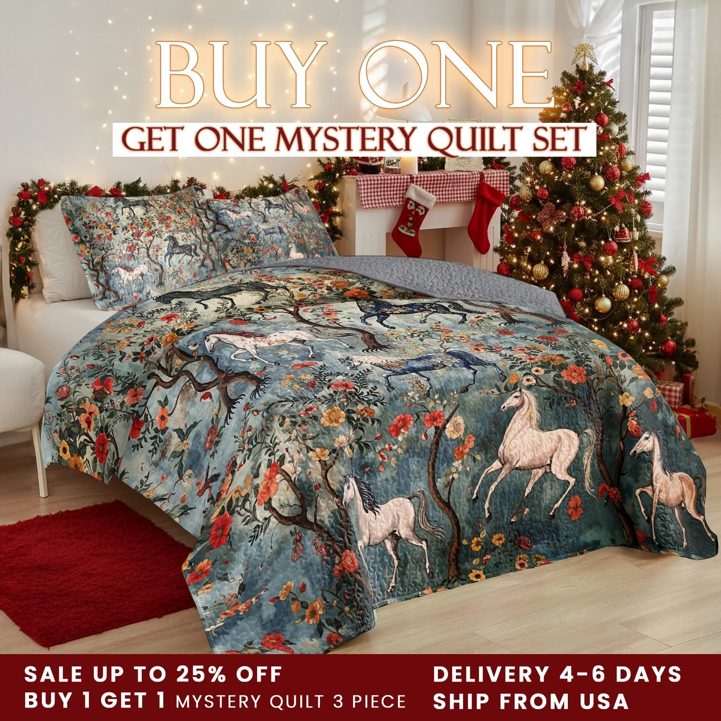 Shineful Quilt 3-Piece Set Mystical Steeds