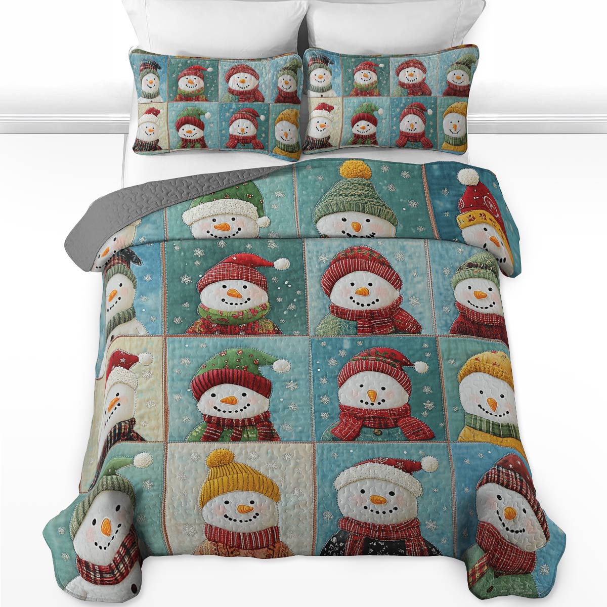 Shineful All Season Quilt 3-Piece Set - Snowmen Winter Wonderland