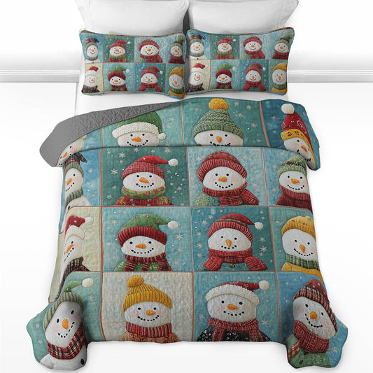 Shineful All Season Quilt 3-Piece Set - Snowmen Winter Wonderland