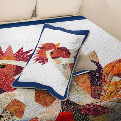 Shineful All Season Quilt 3-Piece Set Rooster Sunrise Patchwork