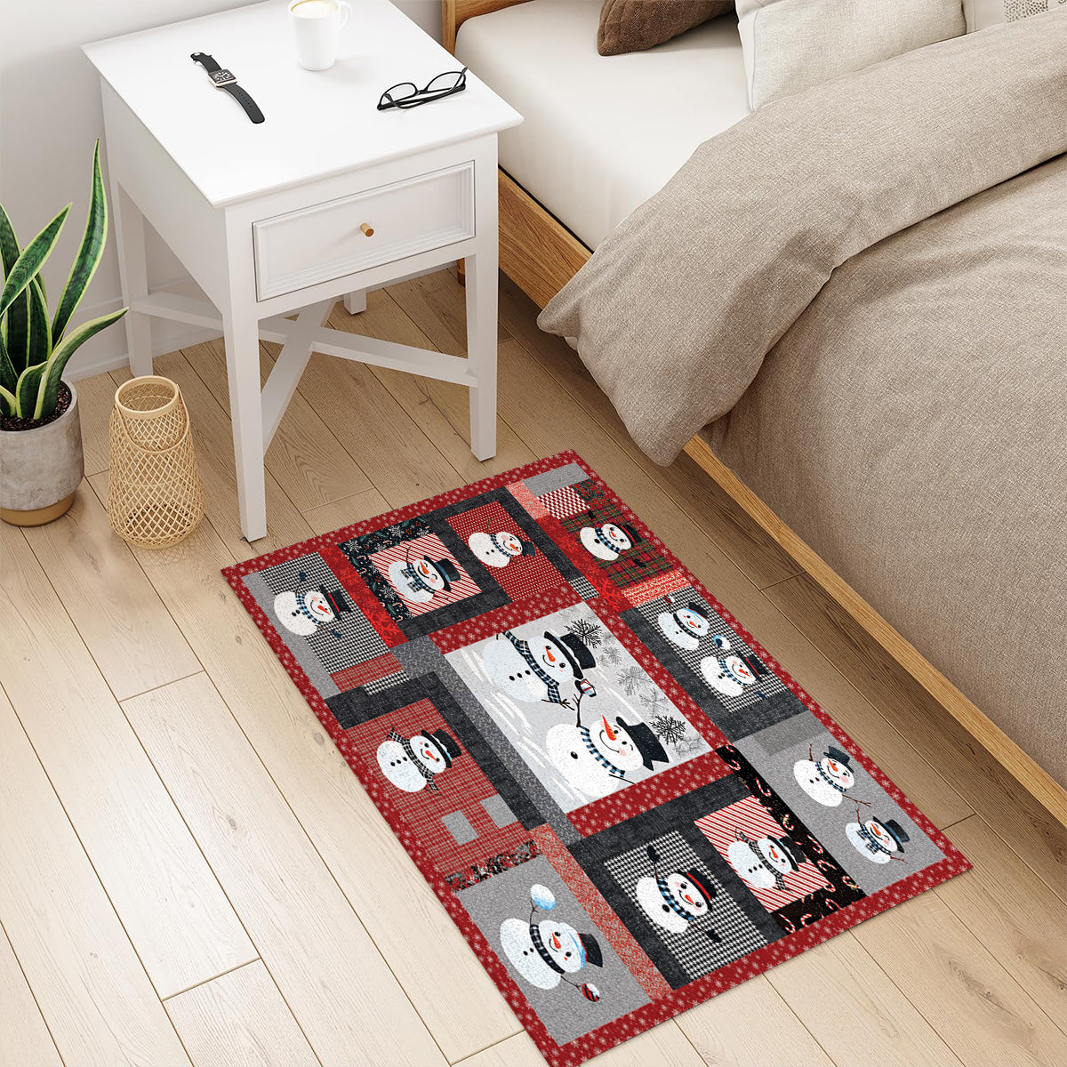 Shineful Playful Snowmen Ultra-Thin Non Skid Floor Mat, Kitchen Rugs
