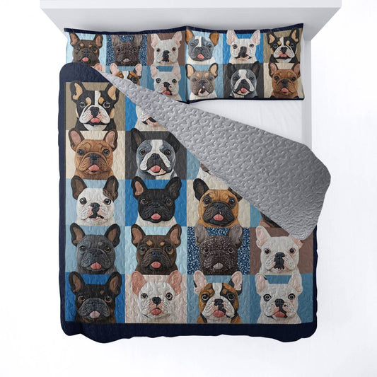 Shineful All Season Quilt 3-Piece Set Blue Bull