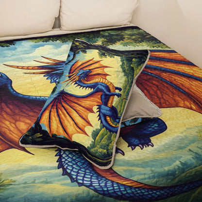 Shineful All Season Quilt 3-Piece Set - Mystical Blaze Dragon