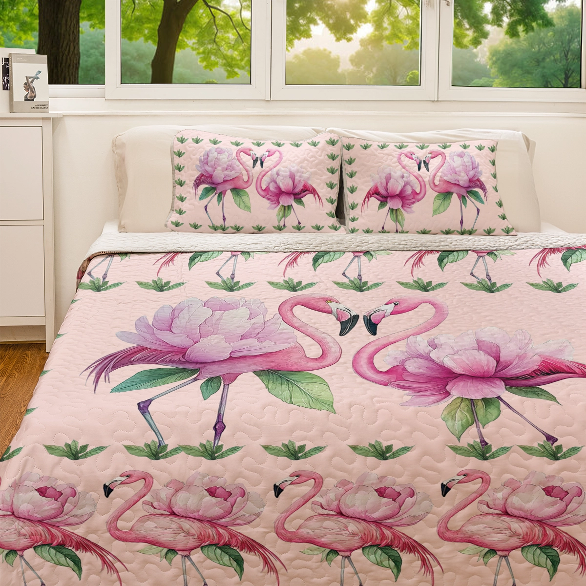 Shineful All Season Quilt 3-Piece Set - Pink Flamingo Paradise 