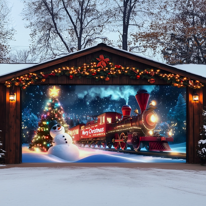 Shineful Garage Door Banner Decoration Holiday Train of Lights