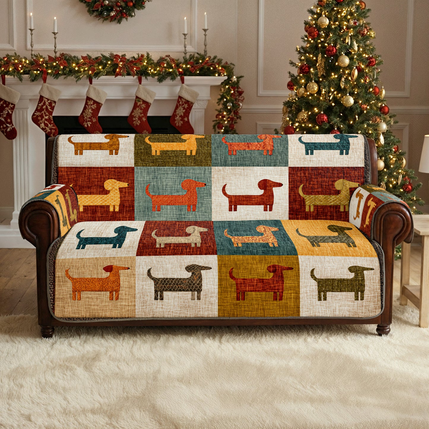 Shineful Sofa Cover Set Colorful Dachshund Patch