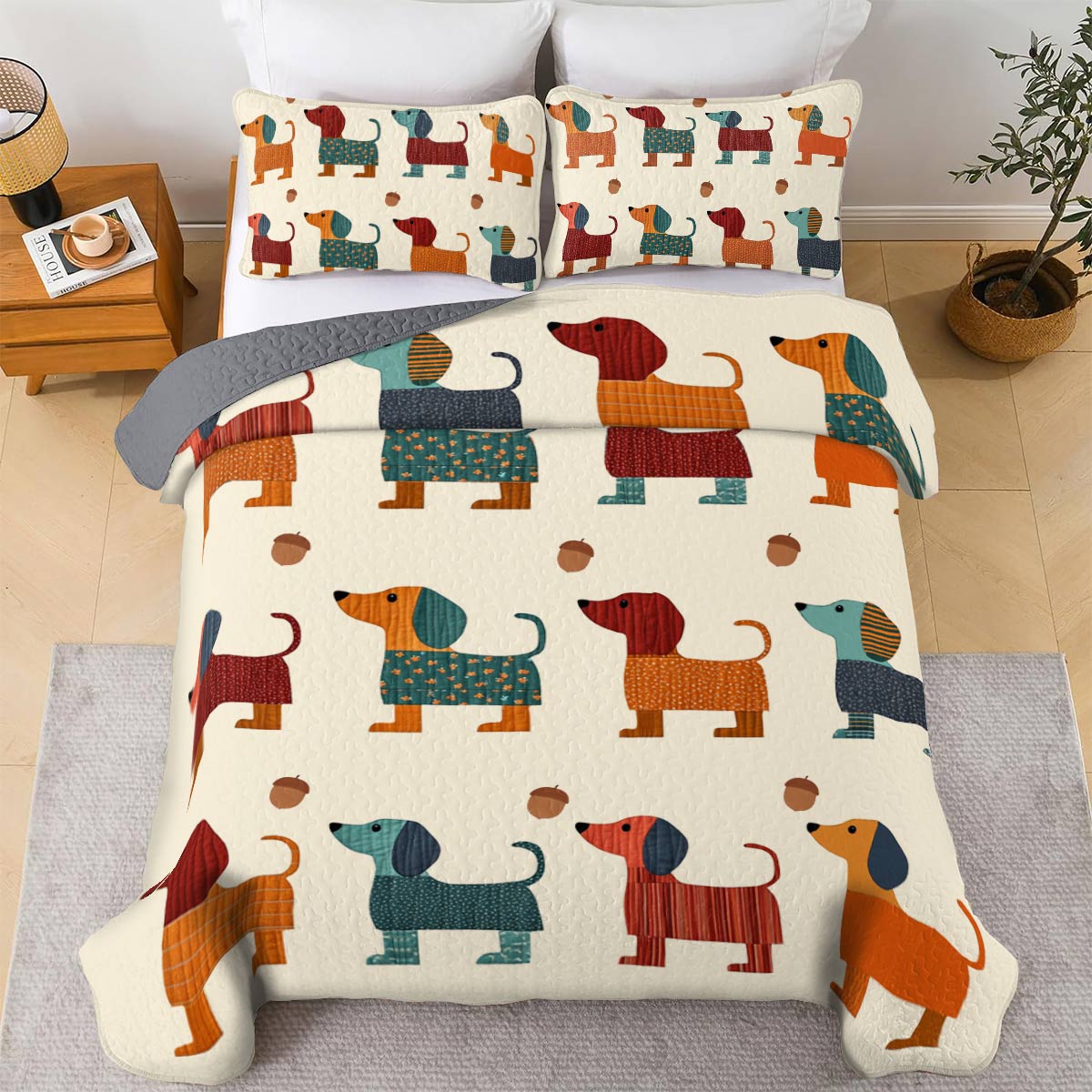 Shineful All Season Quilt 3-Piece Set Dachshund Delight