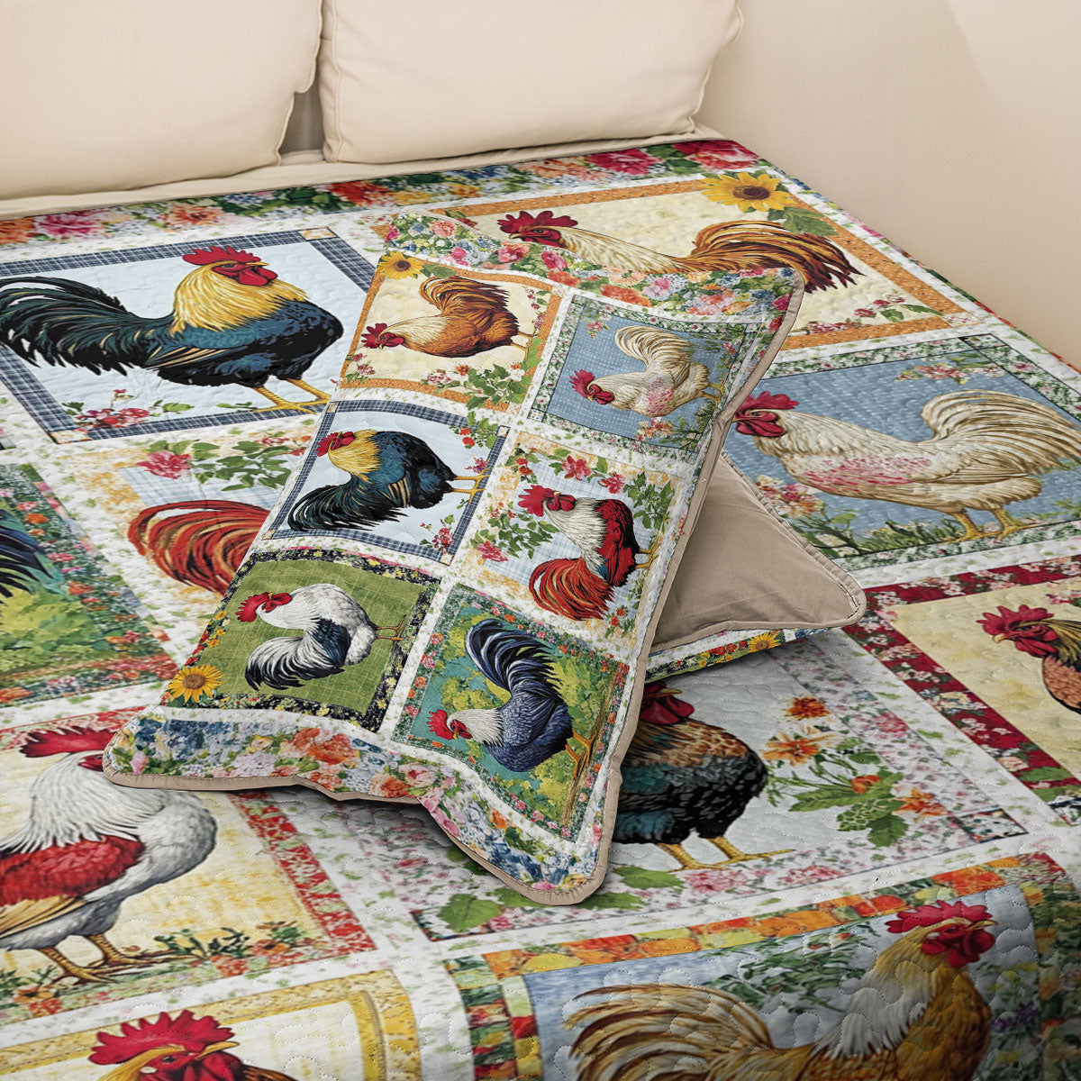 Shineful All Season Quilt 3-Piece Set Countryside Rooster Bliss