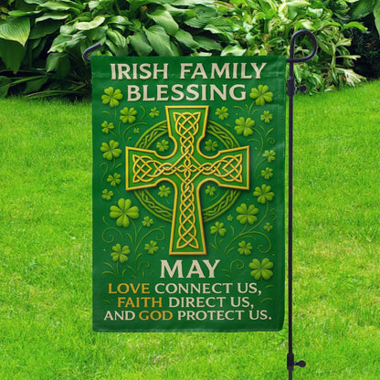 Shineful Gargen Flag 12" x 18" - Irish Family Blessing Cross