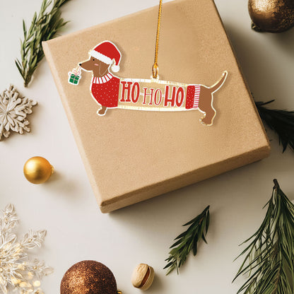 Shineful 2D Acrylic Ornament Dachshund Hohoho