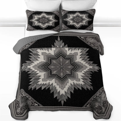 Shineful All Season Quilt 3-Piece Set Black Star Silence