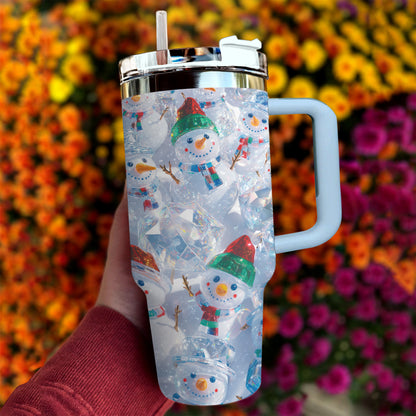 Shineful Glossy Tumbler Crystal Snowman Land