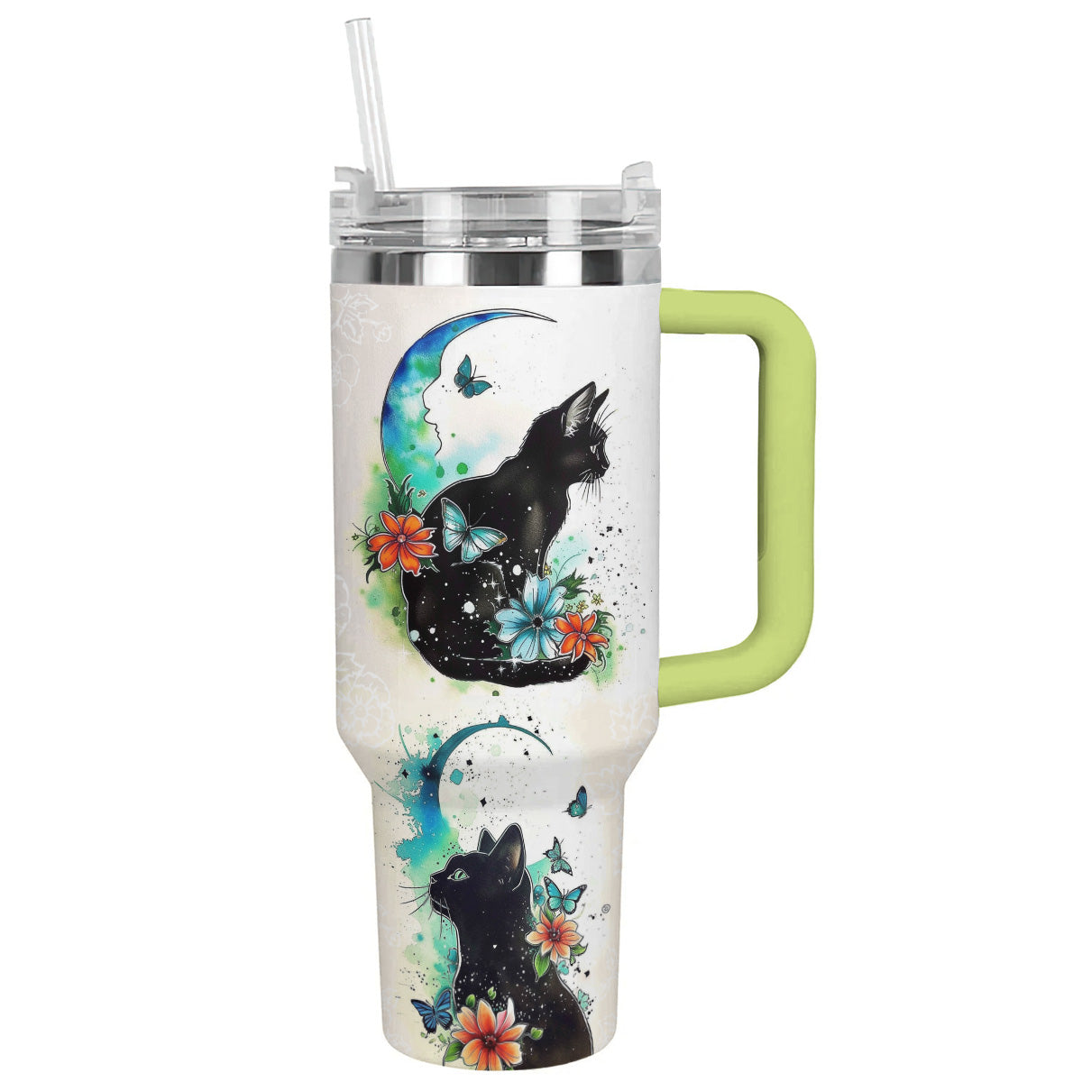 Cat 40 Oz Shineful™ Tumbler Moon Nl09 Green 40Oz