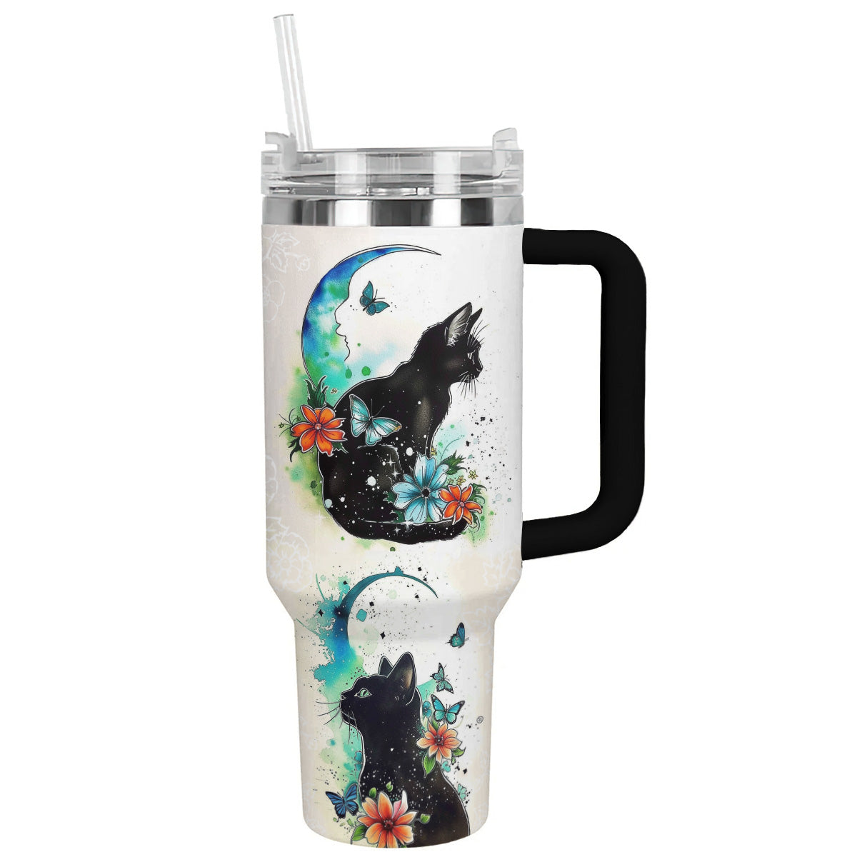 Cat 40 Oz Shineful™ Tumbler Moon Nl09 Black 40Oz