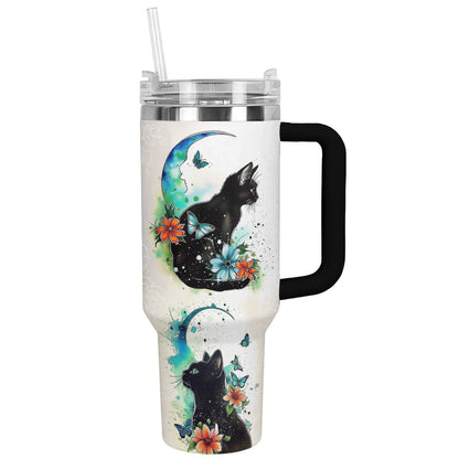 Cat 40 Oz Shineful™ Tumbler Moon Nl09 Black 40Oz