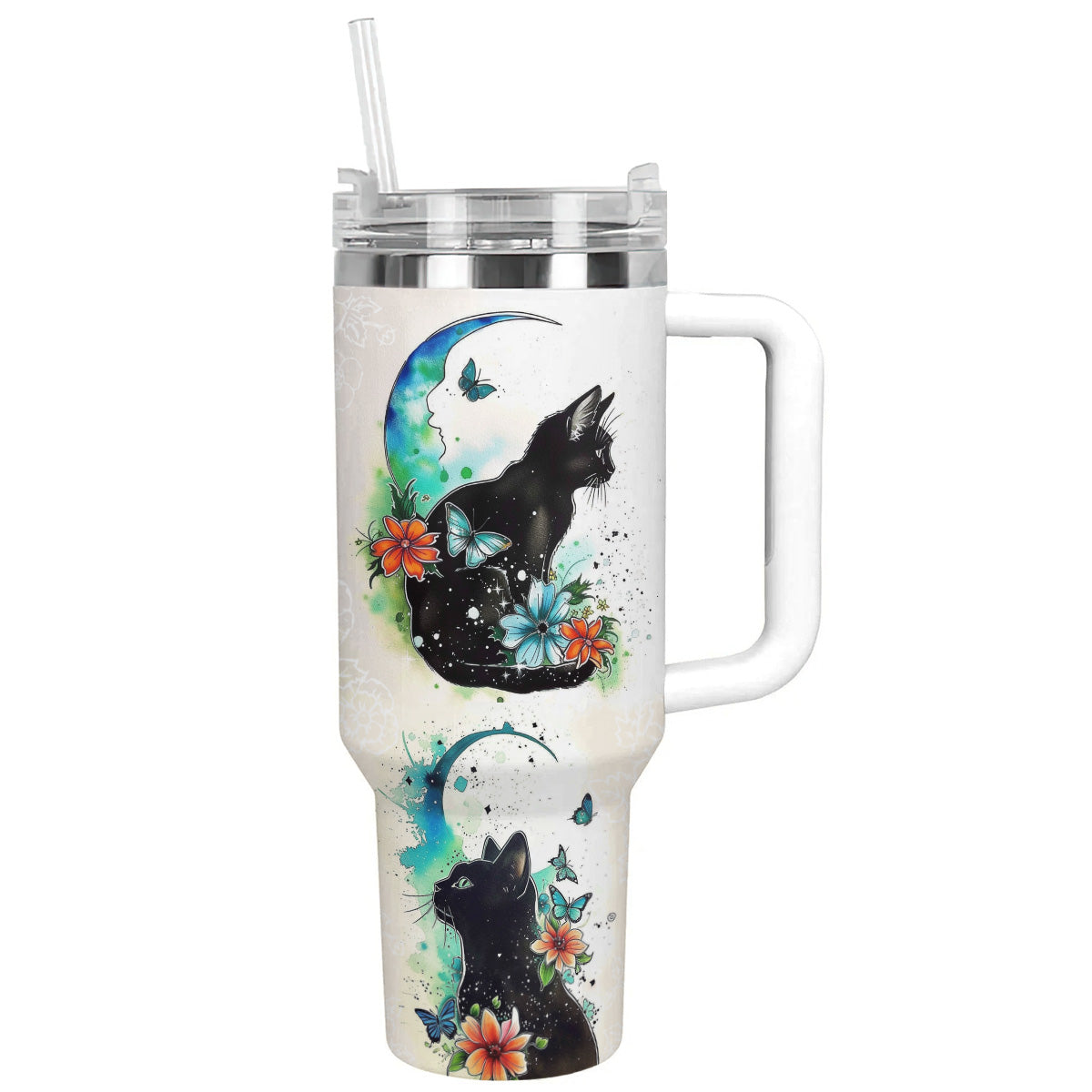 Cat 40 Oz Shineful™ Tumbler Moon Nl09 White 40Oz