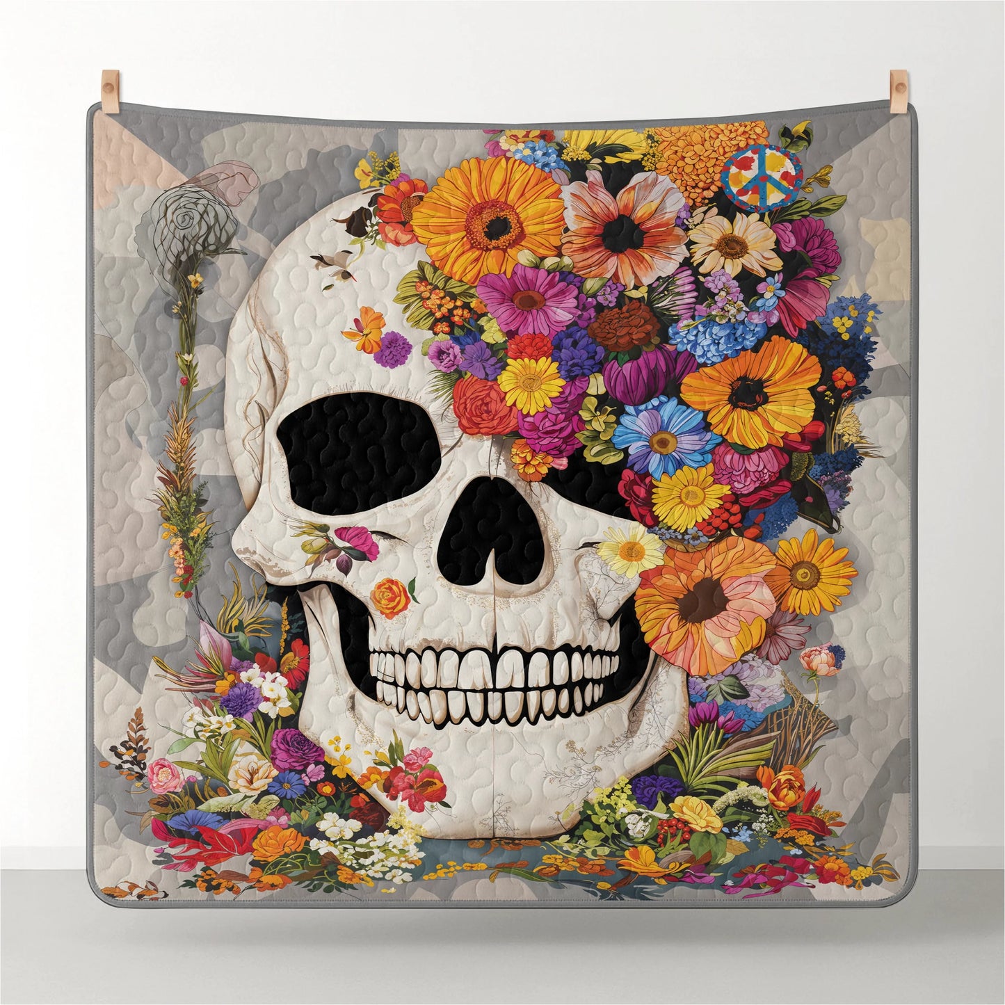 Shineful Quilt 3-Piece Set Skull Blossom