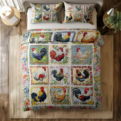 Shineful All Season Quilt 3-Piece Set Countryside Rooster Bliss