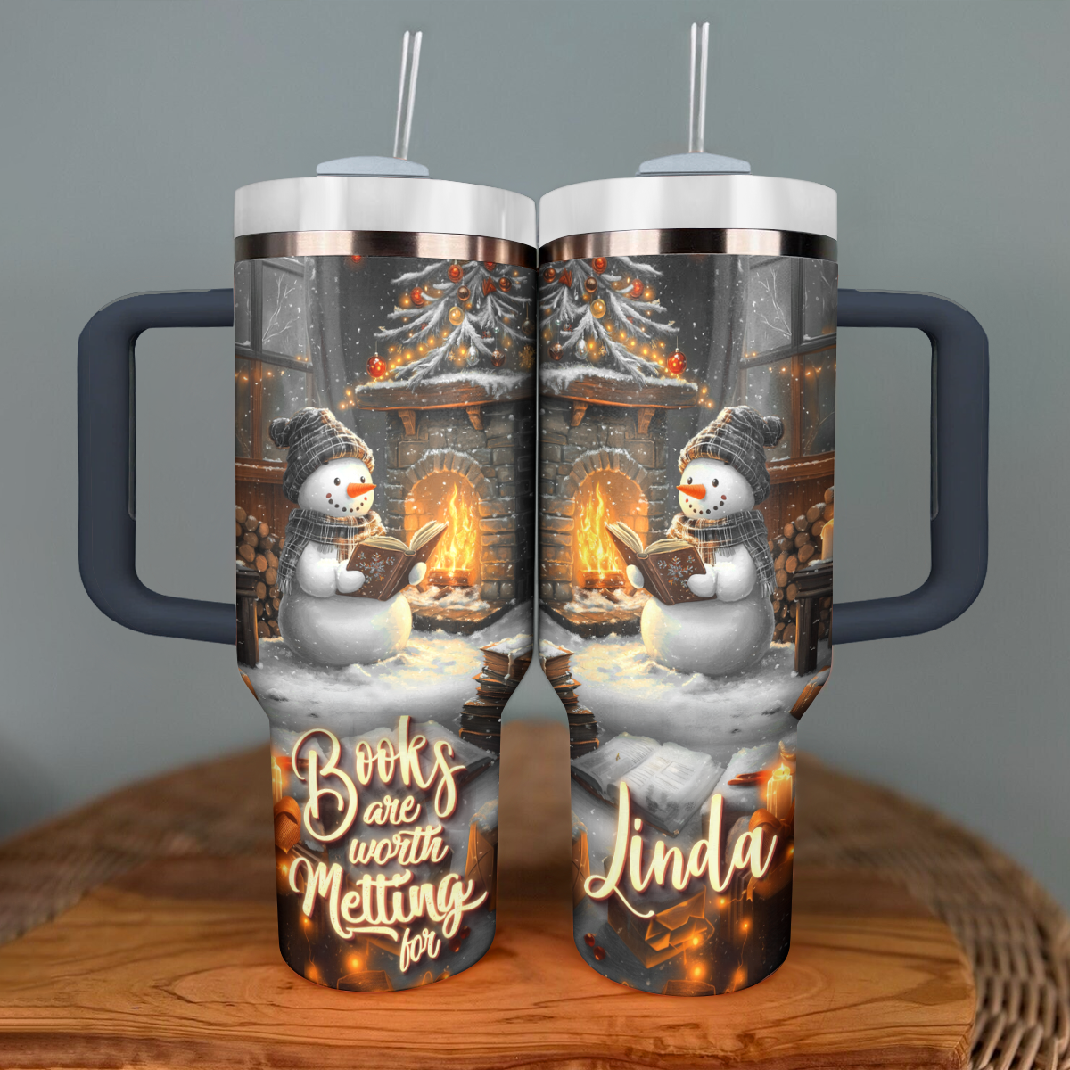 Shineful Personalized Tumbler Snowman Books Are Worth Melting For