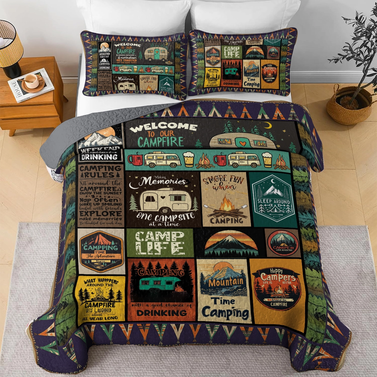 Shineful All Season Quilt 3-Piece Set - Camping Chronicles